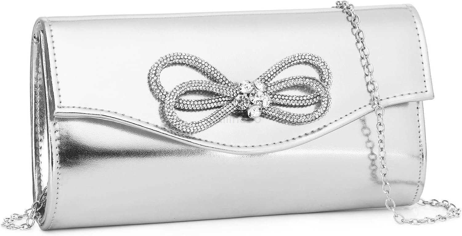 Evening Clutch Purses for Women Formal Party Clutch Bags Cocktail Prom Shoulder Handbags Shiny Crystal Bow Flap Purses Z25909