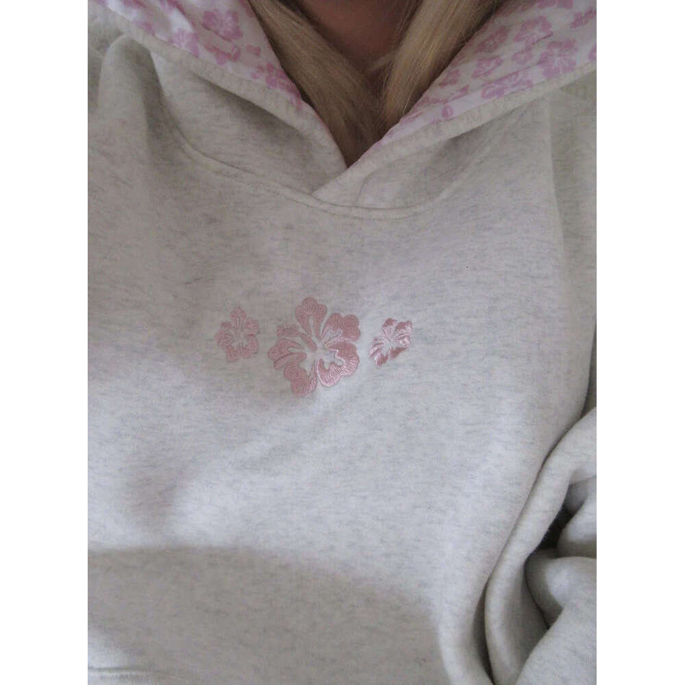 European and American Simple Gray Leopard Print Five-Pointed Star Loose Hooded Sweatshirt for Girls Basic Versatile Autumn Winter Pullover Top