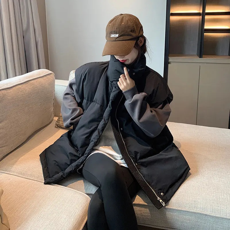 Autumn Winter Puffer Vest Quilted Padded Warm Womens Oversized Stand Collar Full Zip Sleeveless Bubble Coat Outwear 250909