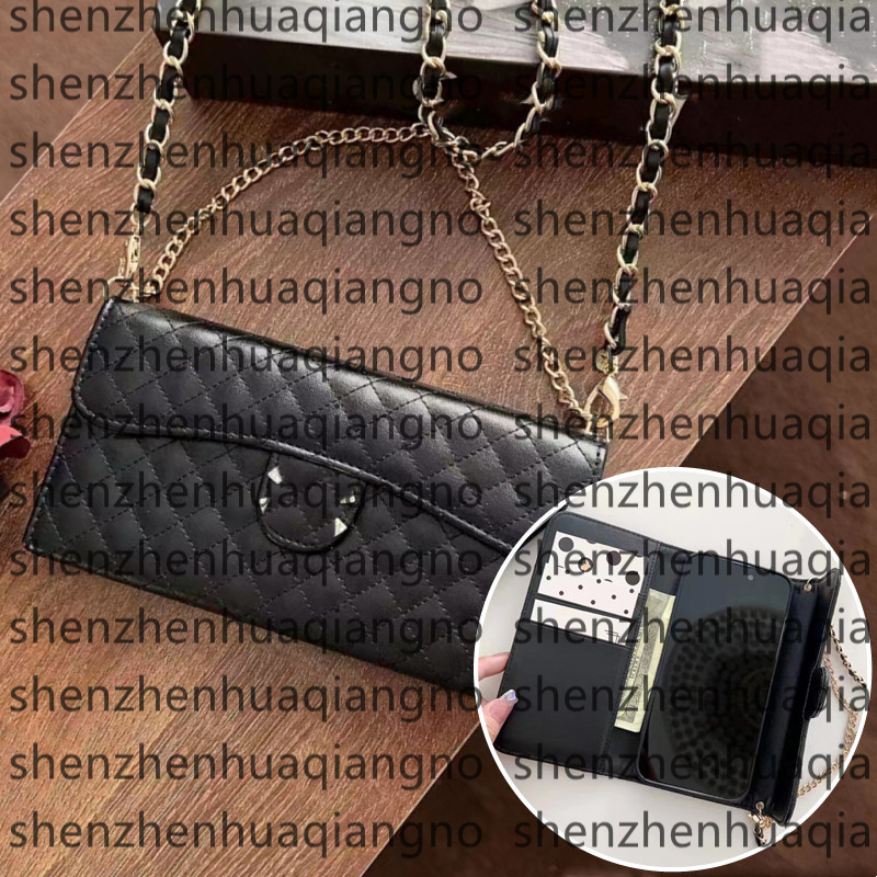 Crossbody Designer Leather Phone Case For iPhone 17 Pro Max 16 Pro Max 17 Air 15 Pro 14 13 12 16 Plus Samsung Galaxy S25 Ultra S24 Plus s23 Case Card Holder Wallet Case Chain