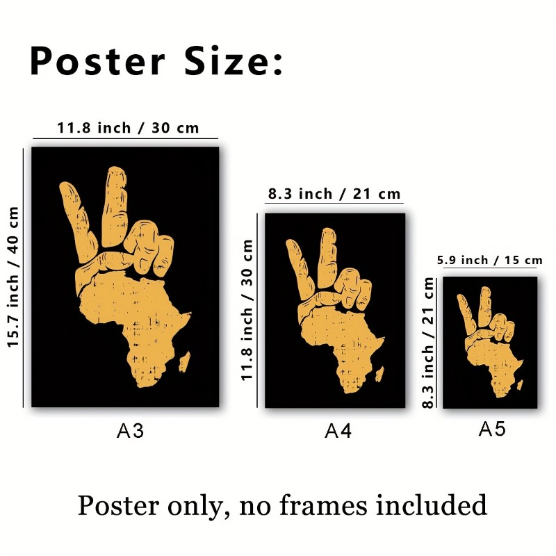 Large size, without frame, modern art design Peace Hand Sign Africa Poster wall poster 2D flat print, room decoration gift