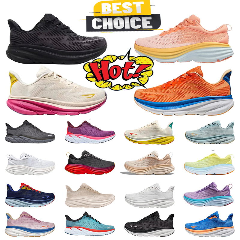 clifton 9 bondi 8 running shoes for men women sneakers triple black white pink harbor mist olive haze sports trainers 36-45