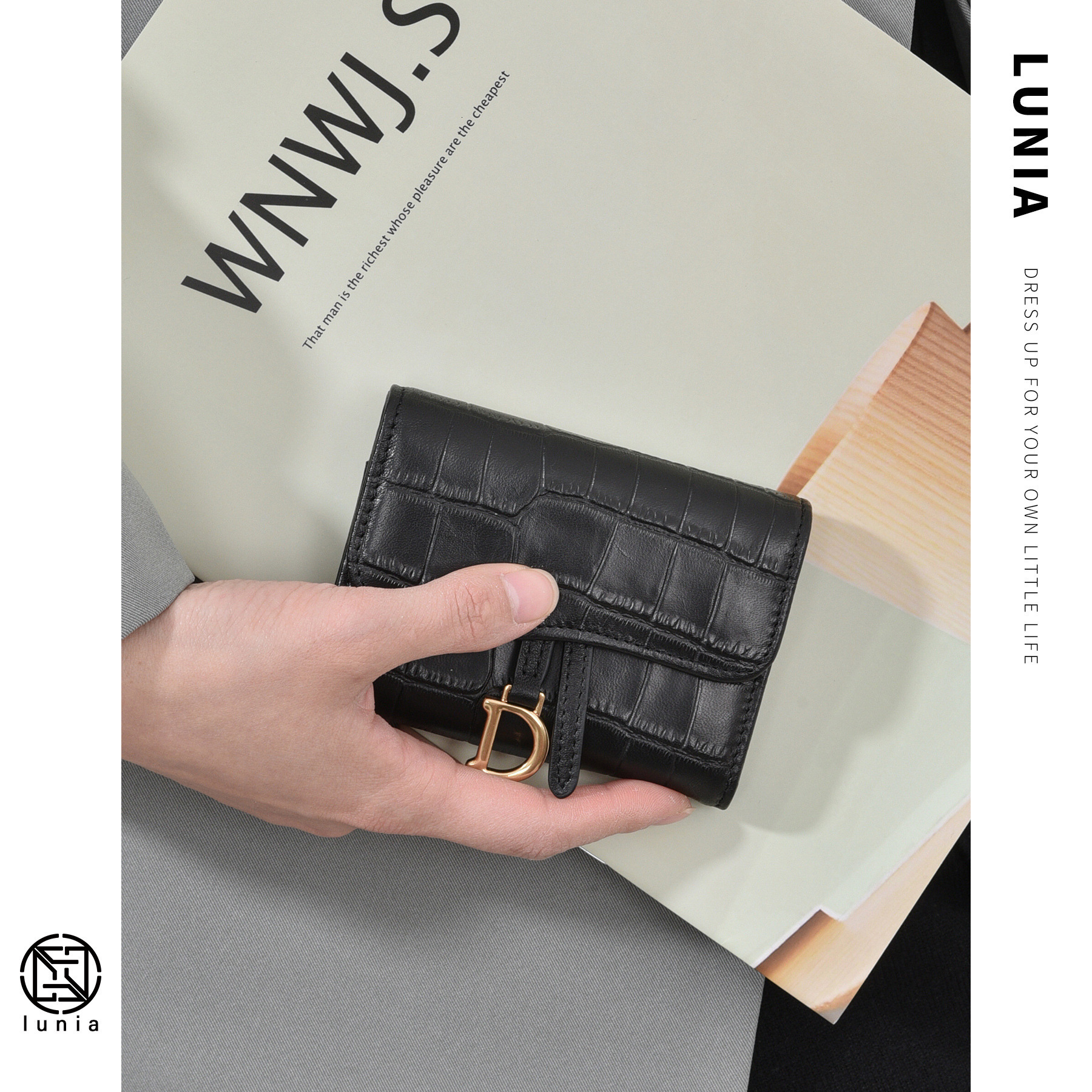 Luxury Brand Designer Bag Genuine Leather Short Wallet 2024 New Crocodile Pattern Embossed Buckle Coin Purse Korean Style Snake Pattern Multi-Card Slo