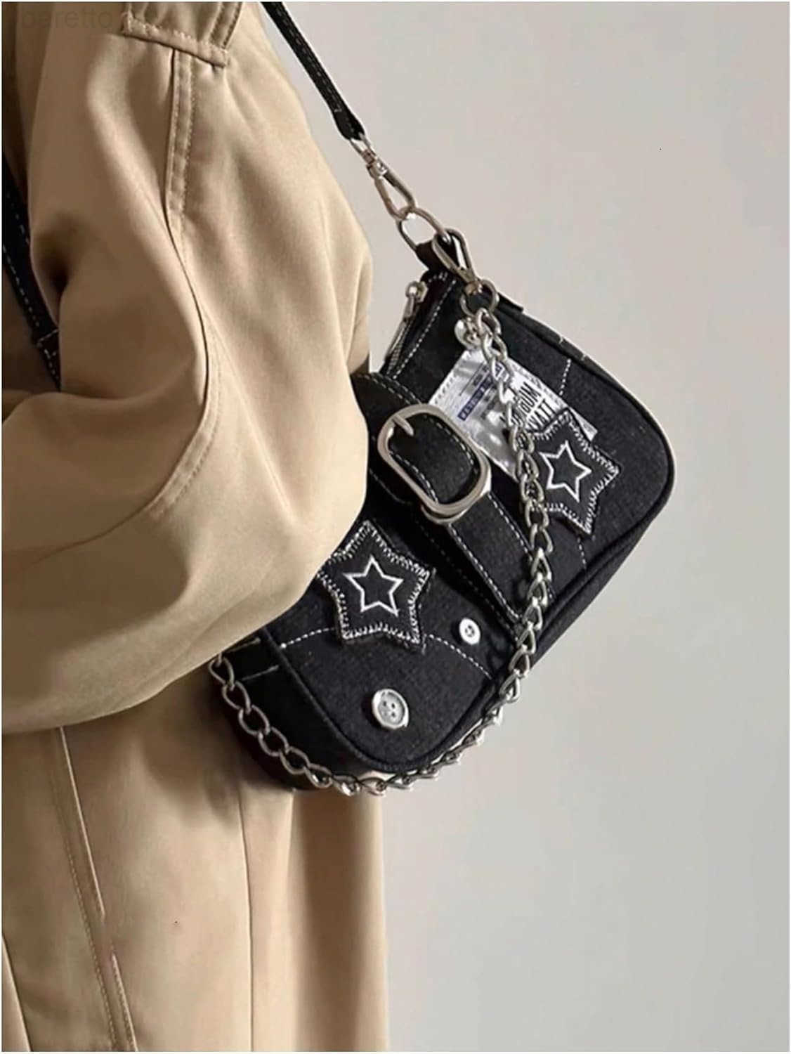 Womens Star Chain Single Strap Buckle Y2K Shoulder Bags Medium Handbags Z250909