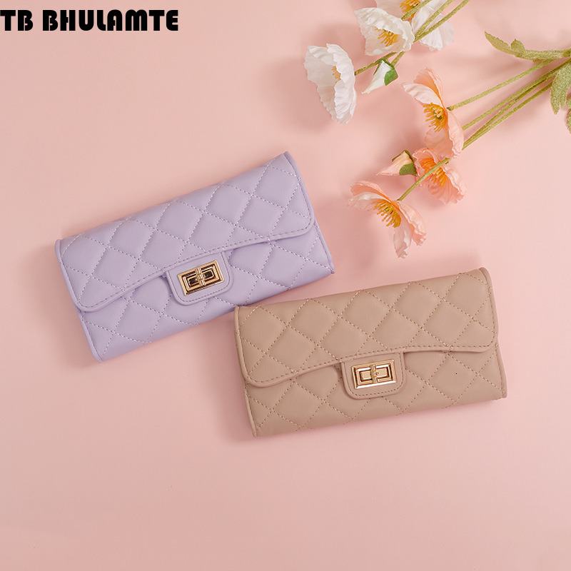 TB BHULAMTE Designer Wallet Cross-border Quilted Women's Wallet Long Style 70% Off PU Luxury Bag Leather Clutch Large Capacity Coin Purse Simple Card Holder