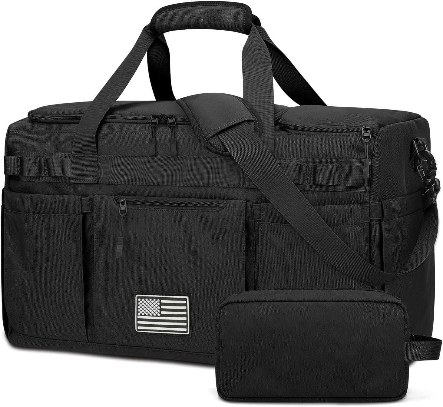 Gym Bag for Men Women Tactical Travel Duffel bag with Removable Dividers Shoe Compartment Weekender Carry on Bag with Toiletry Bag Overnight Range Bag