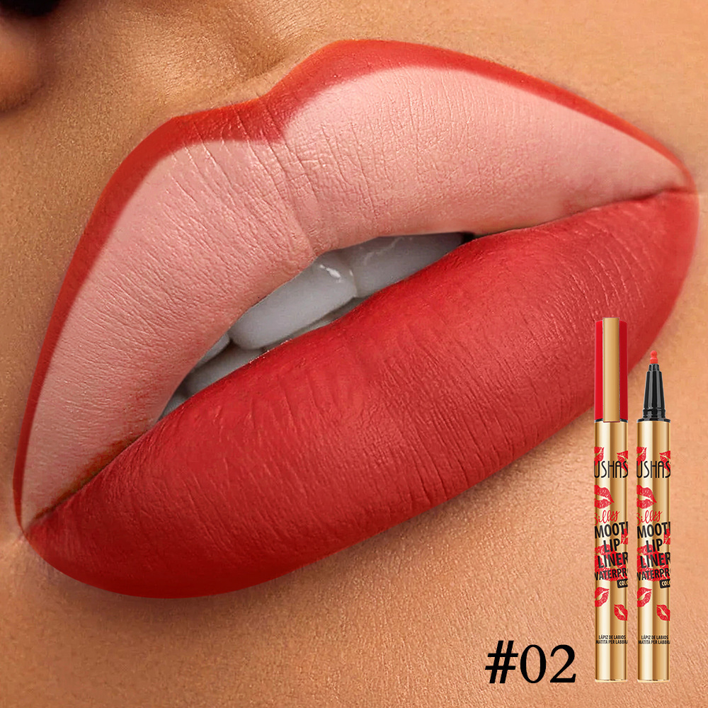 USHAS 12-color matte long-lasting lip liner waterproof sweatproof easy to color long-lasting non-stick cup lipstick pencil 250704