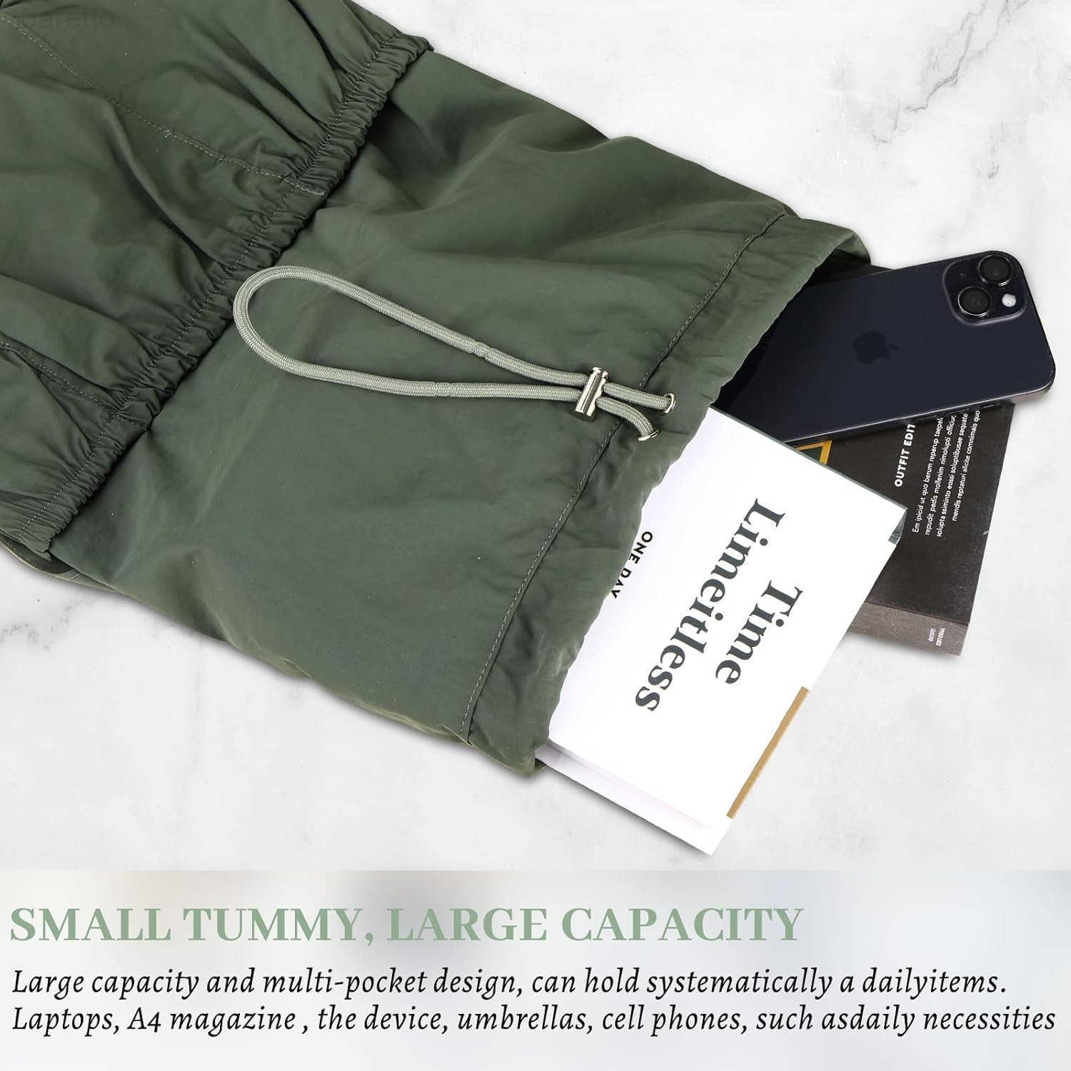 Single Shoulder Bag Drawstring Sling Backpack for Men Women Trendy Crossbody Bag Casual Urban DaypackGreen Z250909