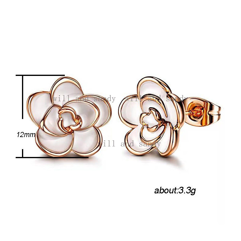 Rose Flower Stud Earrings for Women Hypoallergenic Cute Gold Silver Rose Flower Earrings Studs for Christmas Birthday Gift Fine Jewelry Nickel Free
