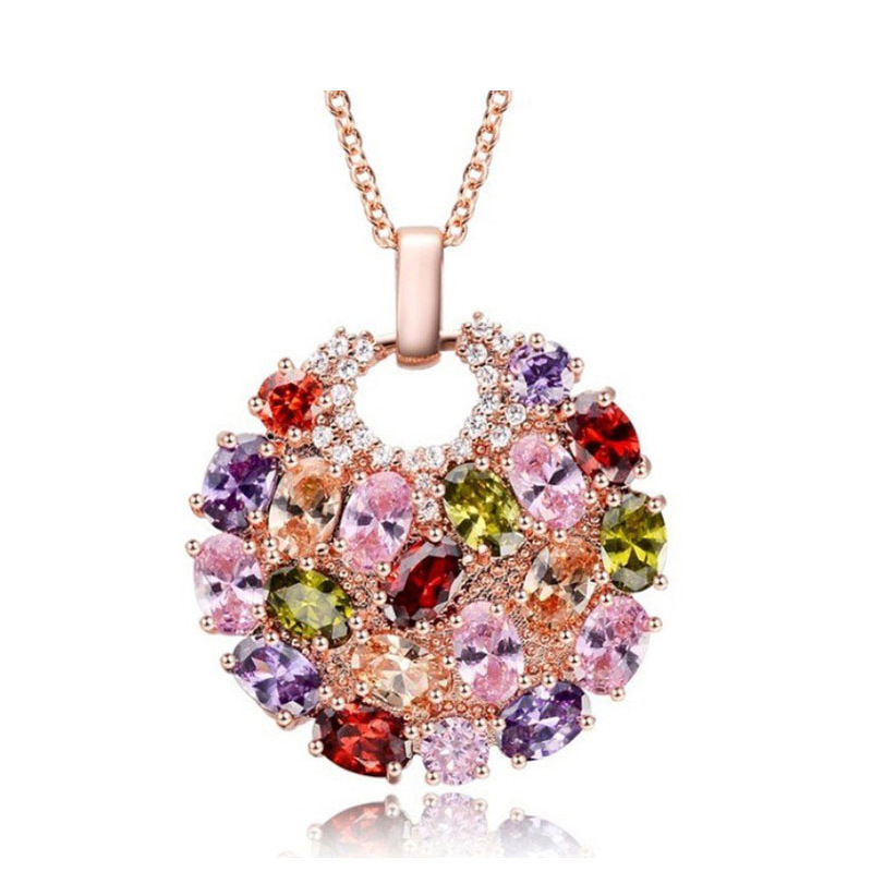 Elegant Multi-Colored Zircon Pendant Necklace - Charming Jewelry Accessory
