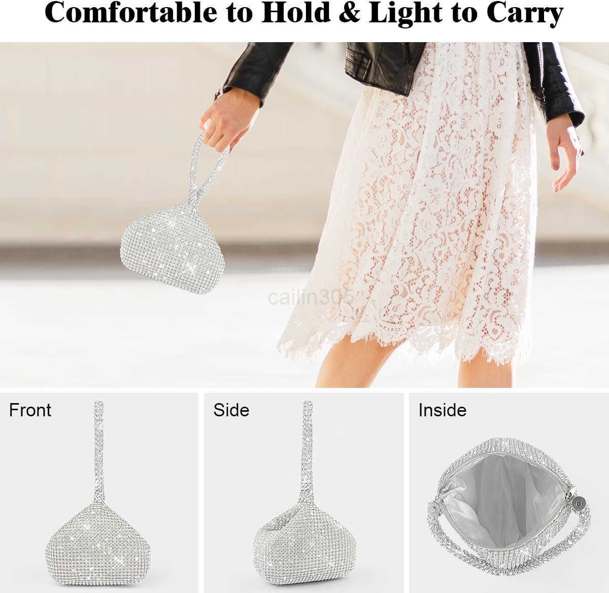 Evening Clutch Bag Women Rhinestone Clutch Bag Sparkly Glitter Purse for Prom Party Wedding Engagement Z25909