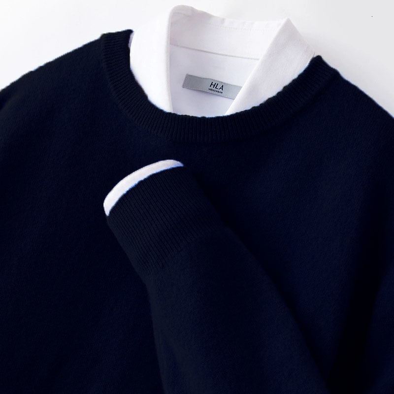 Mens Wool Sweater Loose Round Neck Pullover VNeck Plus Size Knitwear Business Casual Sweater Base Shirt 240826
