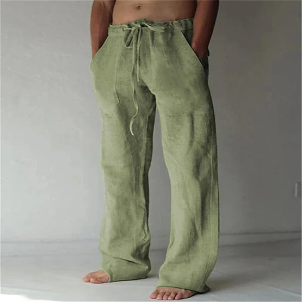 Solid Color Summer Pants Mens Trousers Baggy Pants Beach Pants Casual Pants Drawstring Pocket Comfort Straightleg pant 6XL 250909