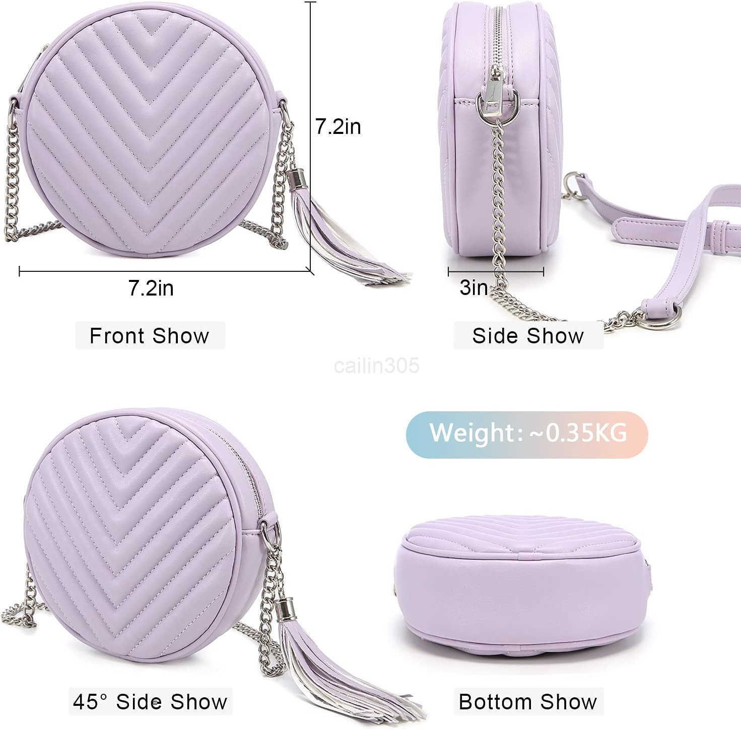 Bags for Women Round Purse Quilted purse Faux Leather with Tassel Z25909