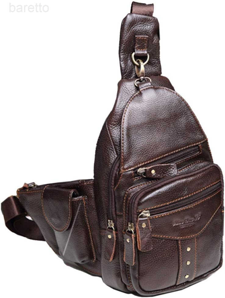 Leather Sling Bag Crossbody Backpack for Men Women Multipurpose Single Shoulder Chest Pack Daypack Outdoor Travel Casual Day Pack Coffee Z250909