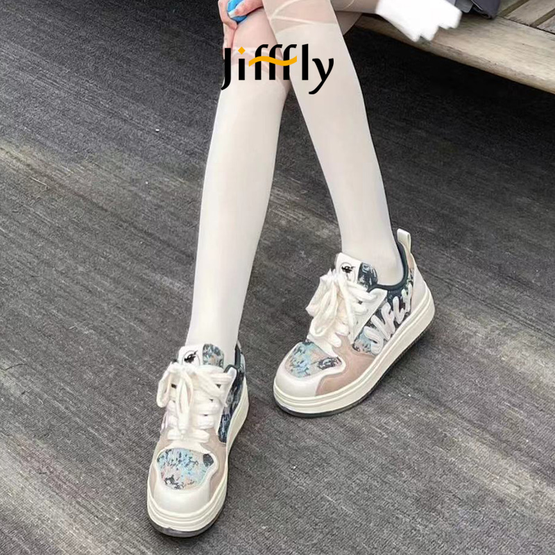Casual Korean-Inspired Airflow Jifffly Vintage Doodle Patterned Athletic SlippersJFY-831