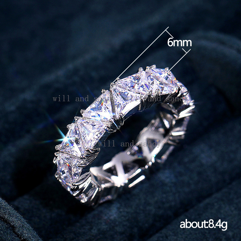Square Irregular Cubic Zirconia Rings Wedding Promise Band Designer Jewelry Gold Sterling Silver Crystal Diamond Gemstone Finger Tail Ring for Woman F