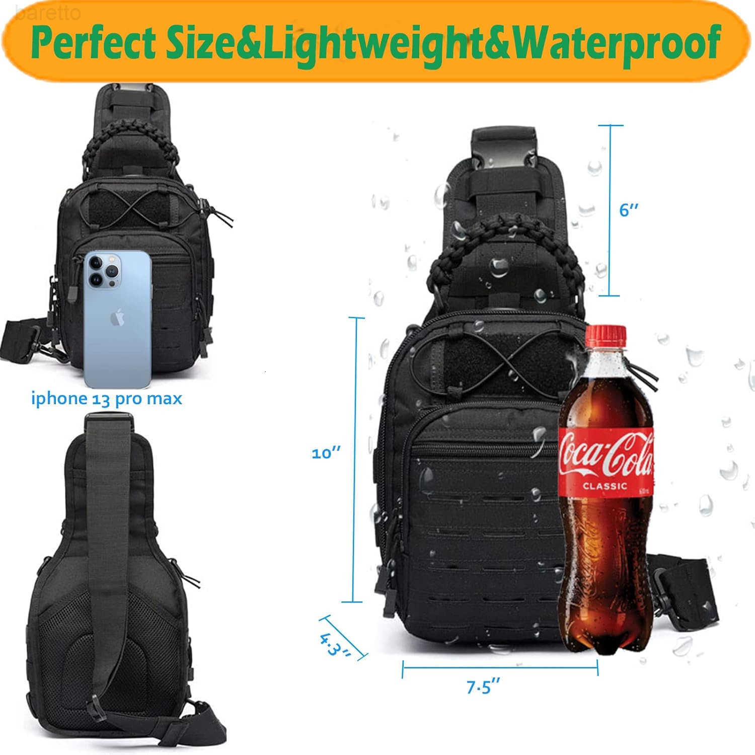 Compact Concealed Carry Sling Bag Cut Molle Pistol Holster EDC Single Shoulder Chest Backpack Pack Black Z250909