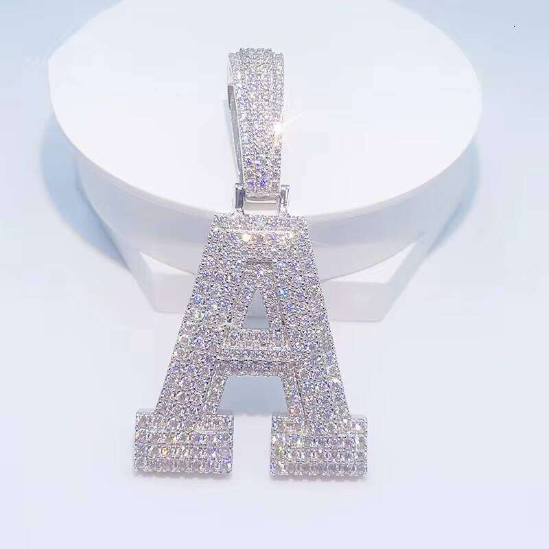 Hip Hop Jewelry Sterling Sier Iced Out Big Initial Men's Lab Moissanite Pendant