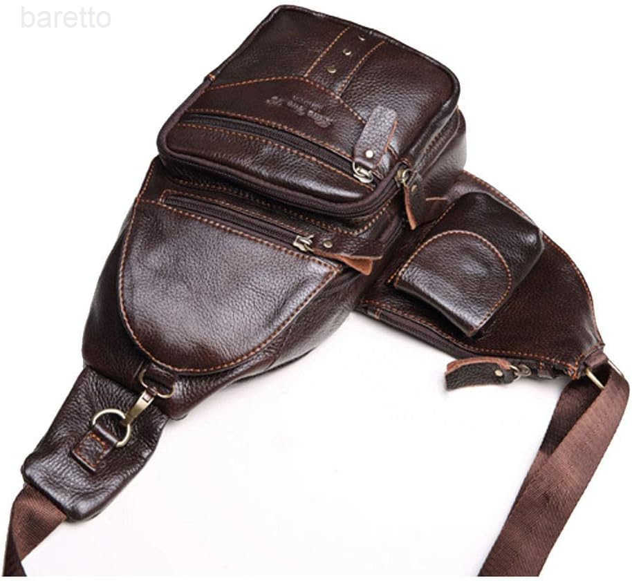 Leather Sling Bag Crossbody Backpack for Men Women Multipurpose Single Shoulder Chest Pack Daypack Outdoor Travel Casual Day Pack Coffee Z250909