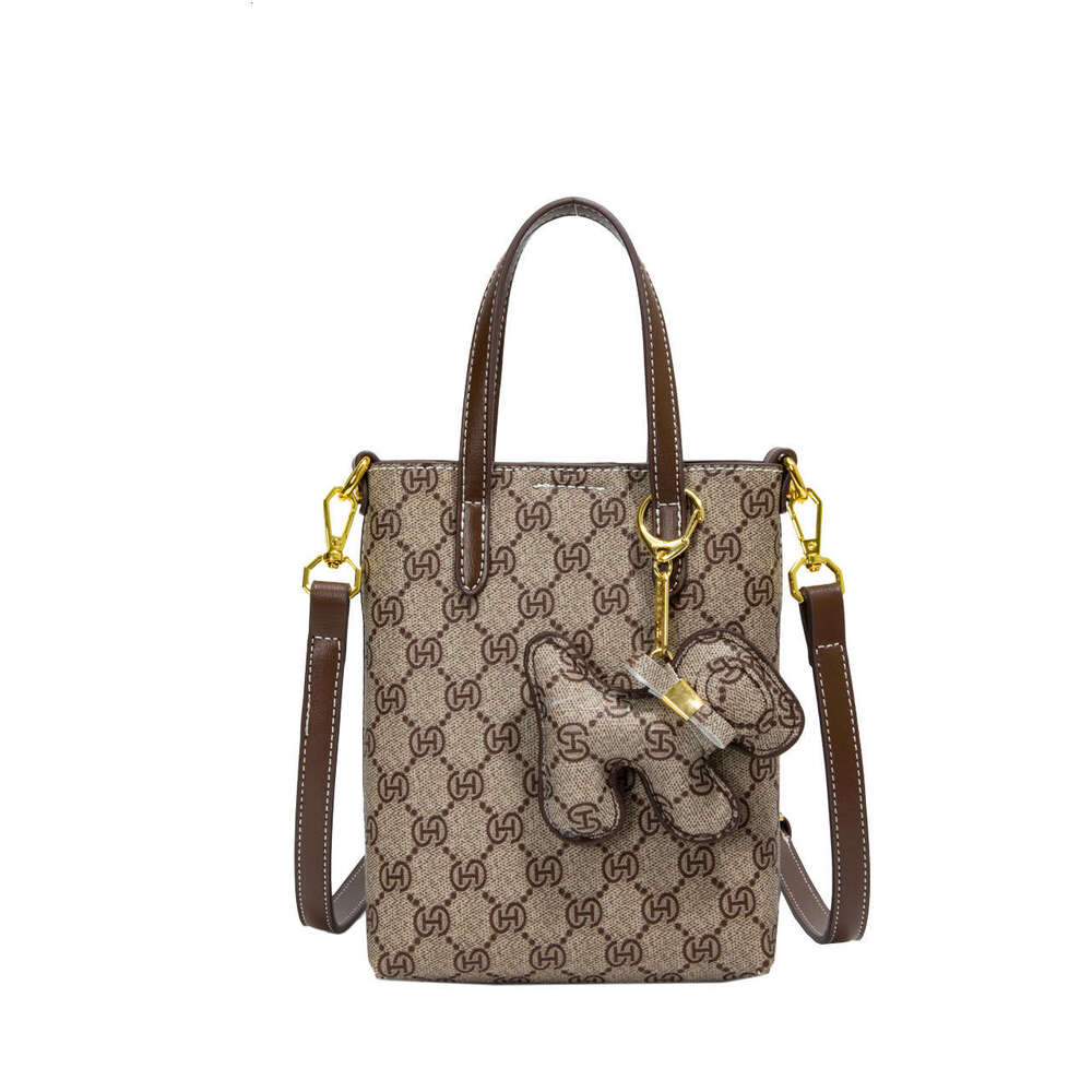 Qiqi New Monica Printed Lazy Style Simple High-Quality Texture Handheld Single Shoulder French Bucket Bag For Women