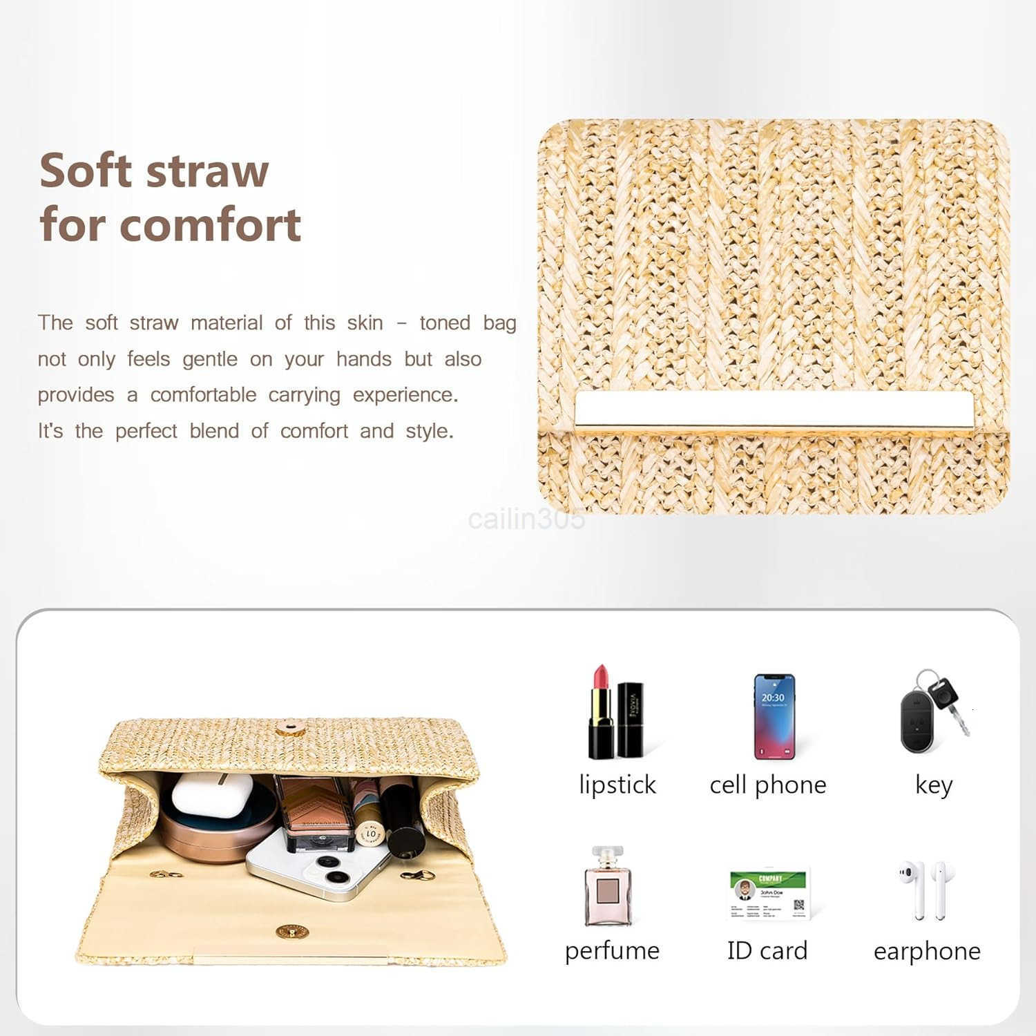 Straw Clutch Purse for Women Summer Woven Beach Evening Bags wChain Boho Envelope Party Bags Fashion Crossbody Shoulder Handbags for Wedding Prom Cock