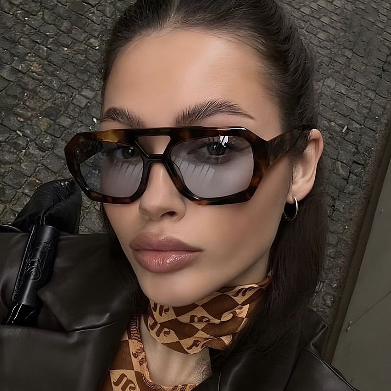Leopard Print Tinted Lens Trendy Vintage Sunglasses, Square Frame Sunglasses for Everyday Use, Fashion Sunglasses for Outdoor Activities, Valentine�