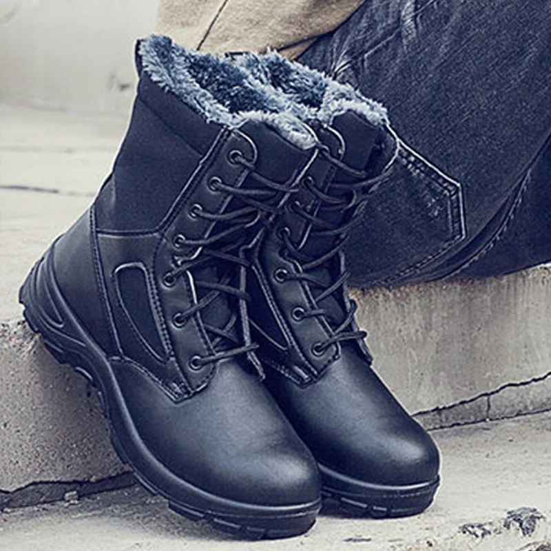 Mens Boots Safety Shoes Men Steel Toe Shoes Winter Boots Men PunctureProof Work Shoes Plush Warm Work Safety Boots Male Shoes 250909