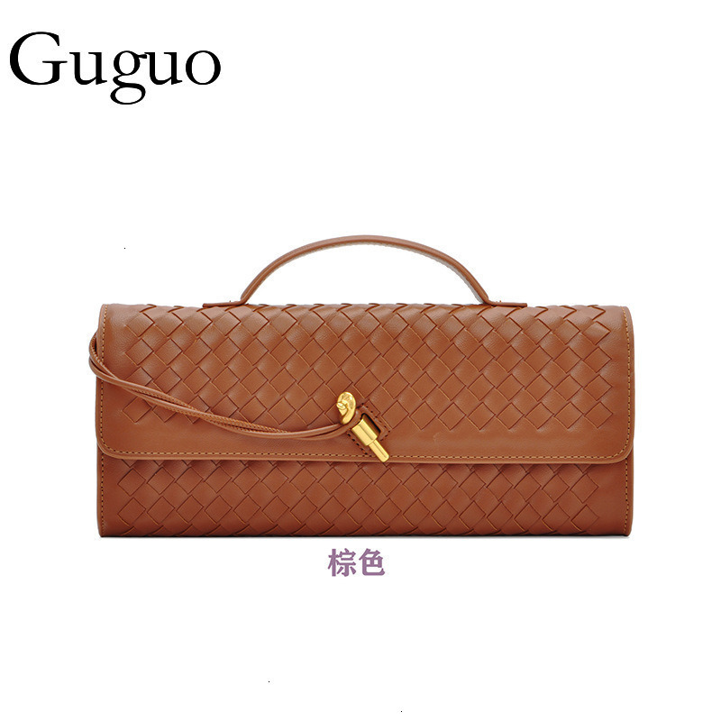 Guguo Designer Luxury Hot Item Niche Woven Single Shoulder Baguette Bag Fashion Horizontal Clutch Accordion Women's Crossbody Bag Long Bag Leisur