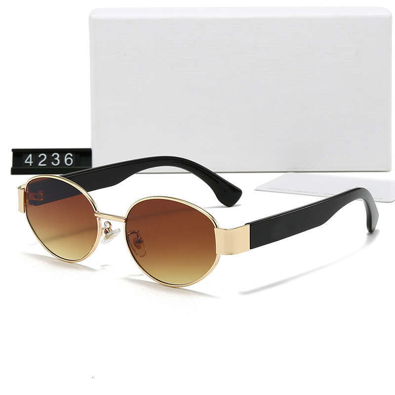 New Metal Oval Street Vacation Sunglasses for Women Ins Style Glasses Model 4236