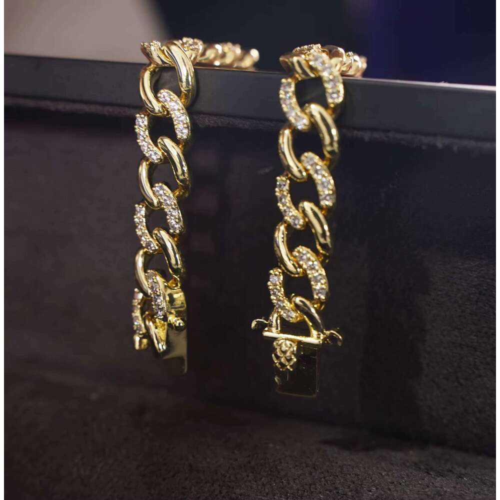 High-End 10mm Cuban Bracelet Sier Fine Jewelry Iced Out Hip Hop Style Moissanite Bangle
