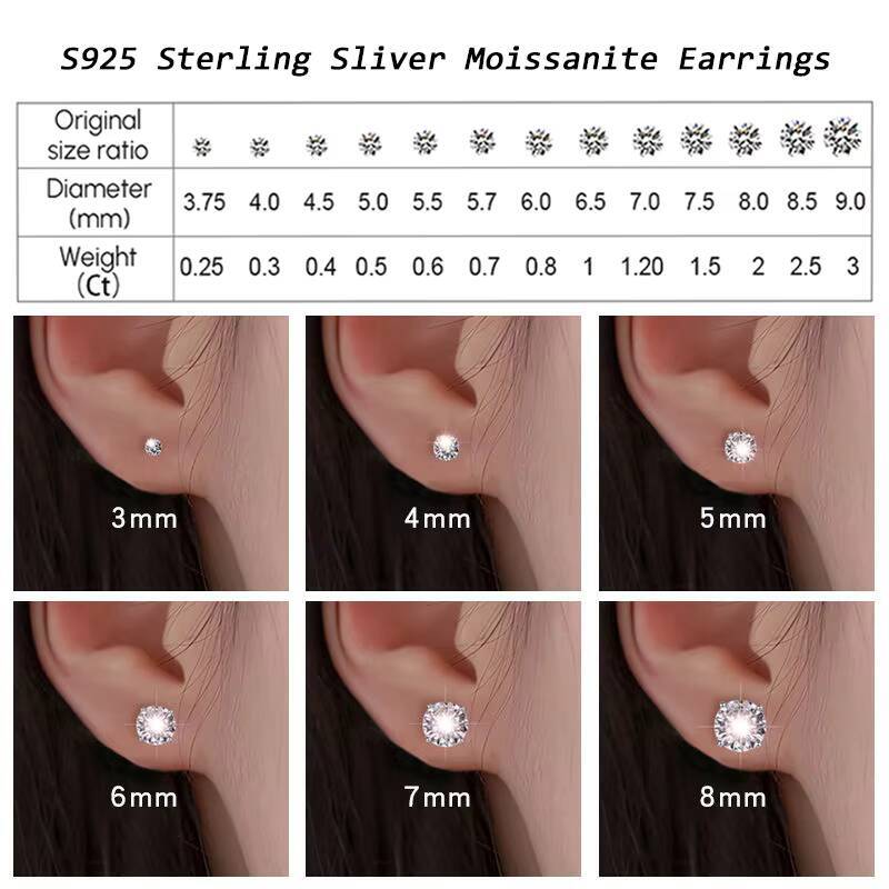 Factory Wholesale Waterproof Nickel Free GRA Diamond Jewelry 925 Silver Sterling 05 Karat Moissanite Earrings
