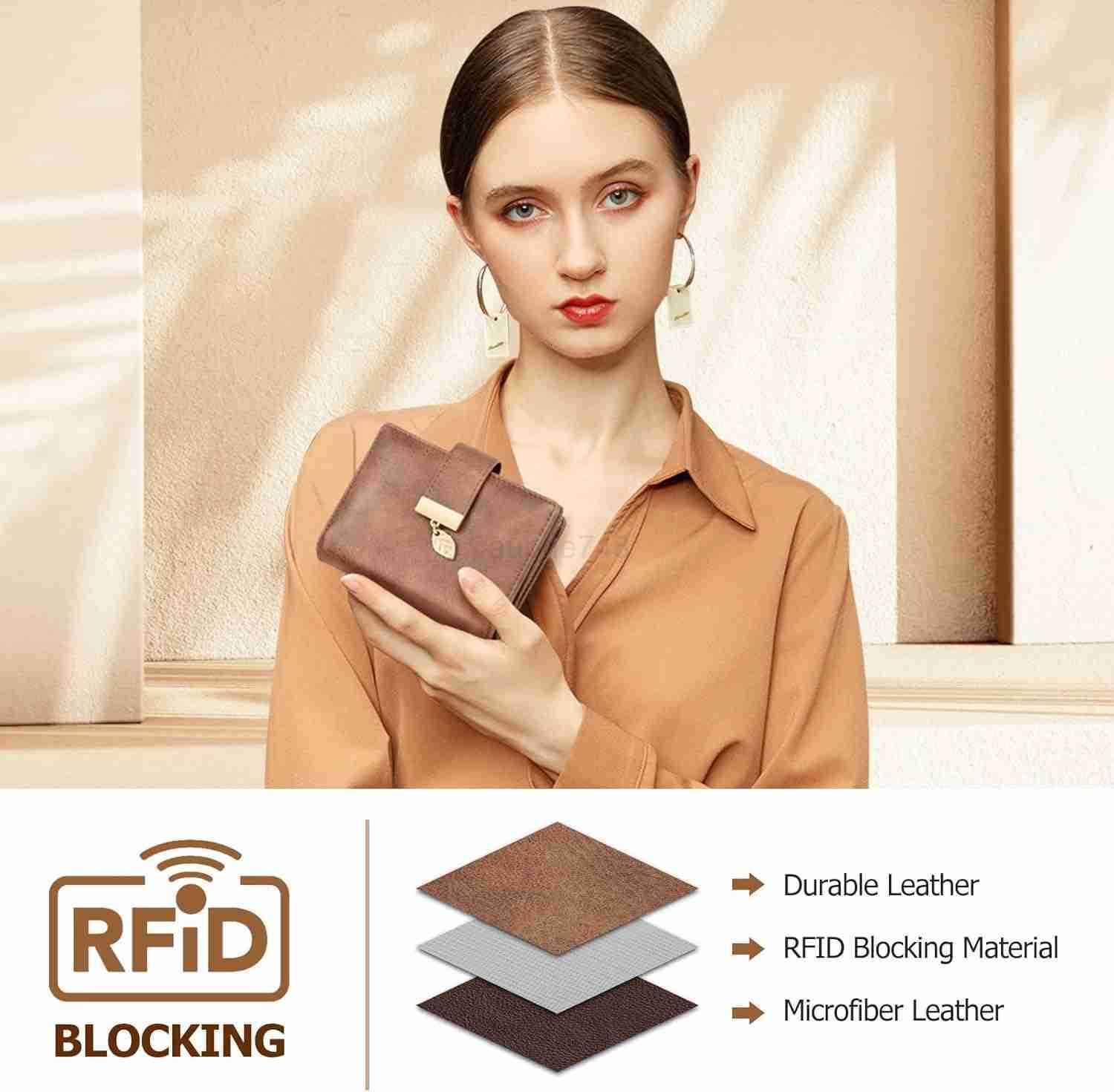 Small Wallets for Women Rfid Blocking Leather Bifold CARD Holder Ladies Wallet Zipper Pocket with ID WindowZ250910