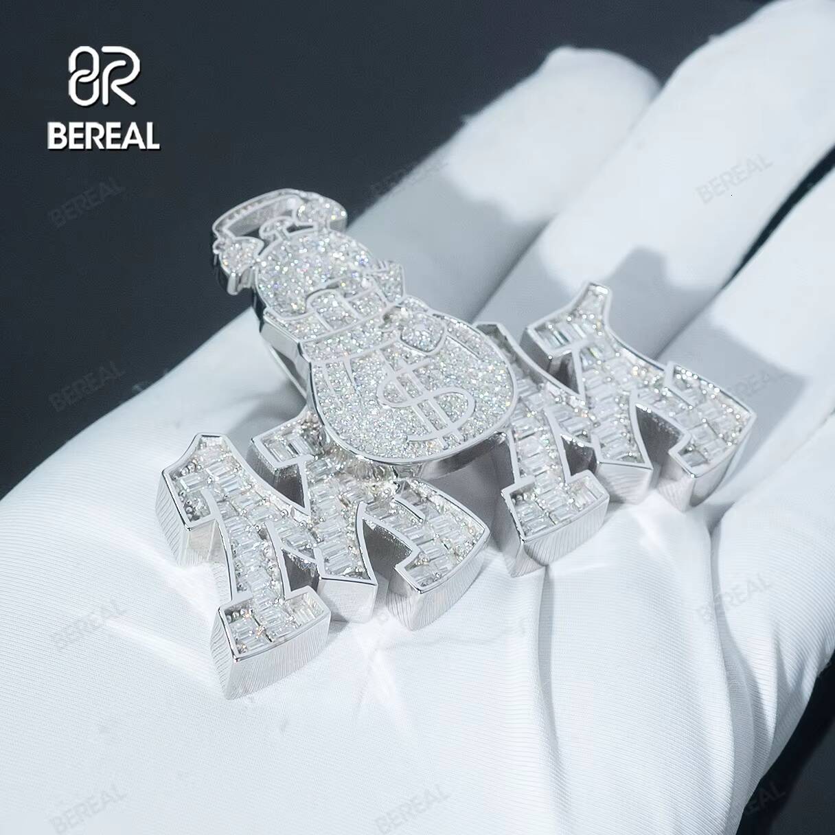 High Quality Vvs Lab Grown Diamond Name Pendant Hot Selling White Gold 925 Sterling Silver Pendant Fine Men Jewelry Customizable