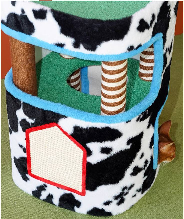 Universal Pet Furniture: Multi-Level Cat Condo Combining a Cozy Sleeping Area and Play Structure