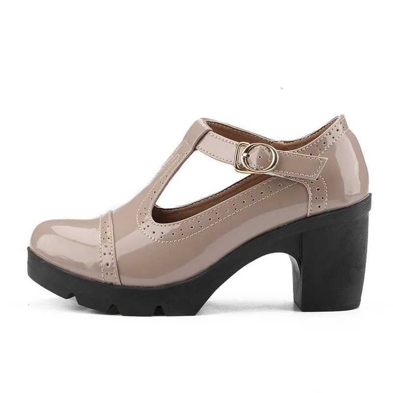 Autumn Ladies Retro Round Ankle Buckle Womens High Heels Shoes 2024 Soft Leather Mary Janes Platform Pumps Work Mom Dance Shoes W250910