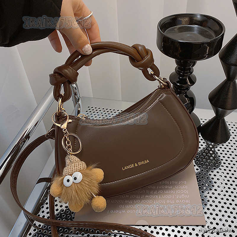 Trendy Fashion Versatile Popular Solid Color Knotted Handbag 2023 Autumn Winter New Style Crossbody Bag For Women H250806