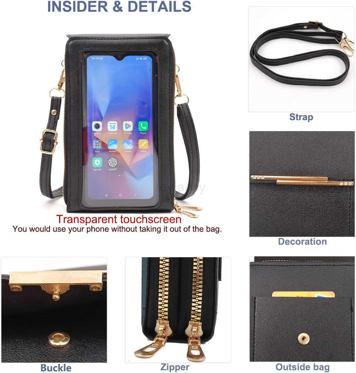 Small Cell Cross Body Purses for Women Mini Shoulder Handbags Zipper Crossbody BagsW250909