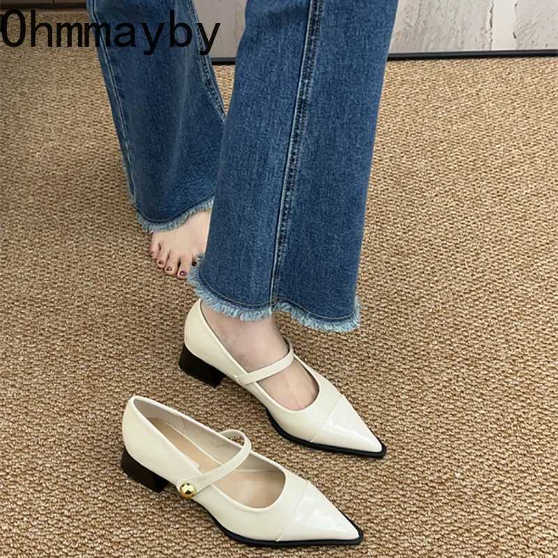 Designer Thick Heel Women Mary Jane Shoes Fashion Pointed Toe Shoes 2025 Spring Party Wedding Prom Female Pumps W250910