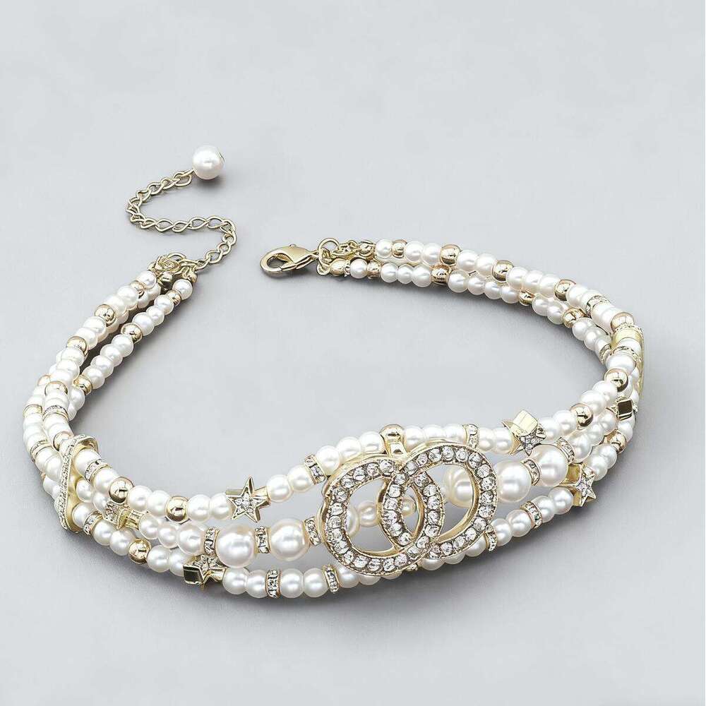 Charm Crystal Collarbone Star Chain Pearl Choker Necklace for Women