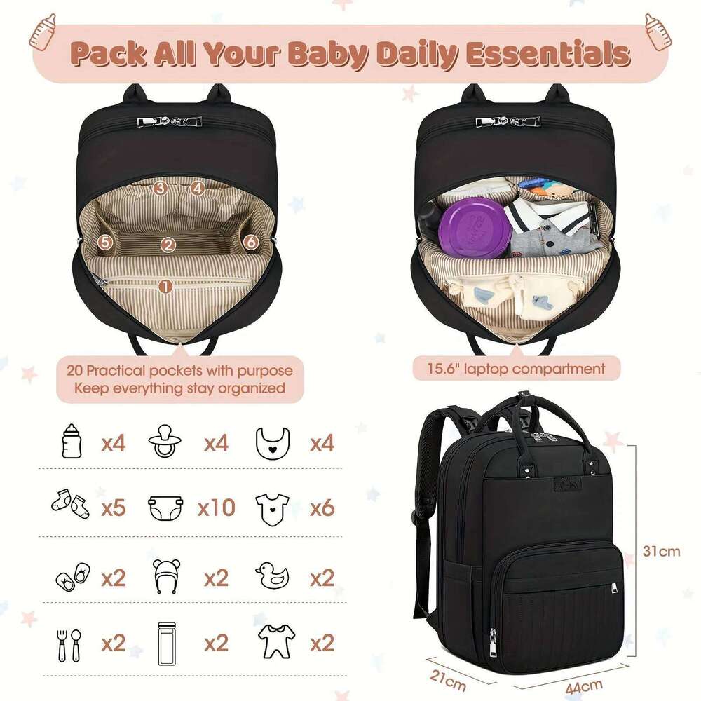 NEWHEY Backpack with Portable Changing Mat Nappy Multifunction Diaper Bags Large Rucksack Bag for Mom