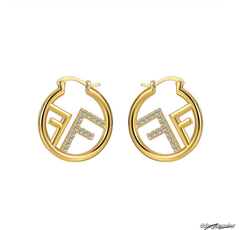 Designer Gold Plated Alphabet Letter Hollow Stud Earring Paved AAA Cubic Zirconia Dia Fashion High-End Jewelry Wholesales Drop Shipping