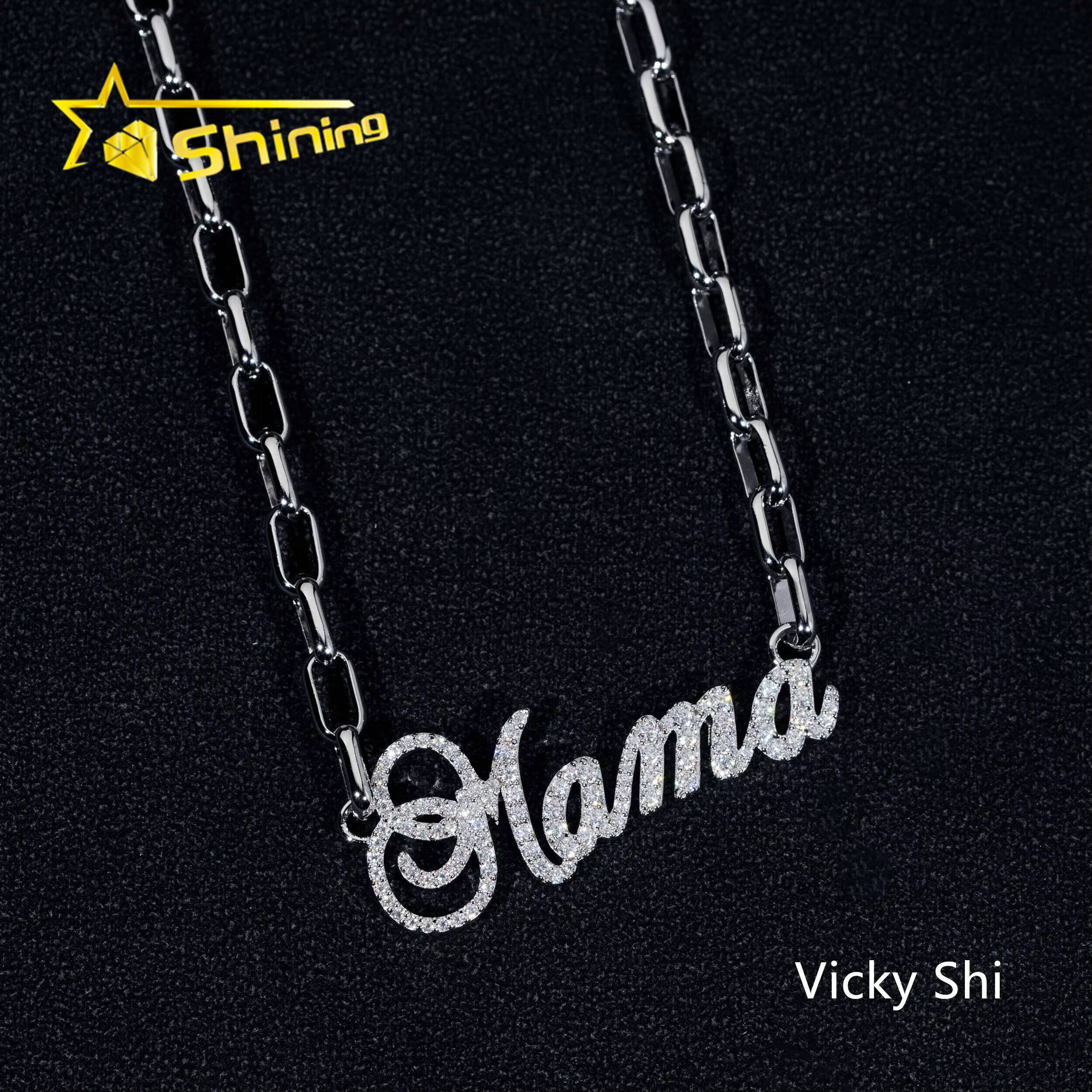 Fine Jewelry Hip Hop Moissanite Jewelry New Design Letter MAMA Moissanite Pendant Necklace Custom Jewelry for Men Women