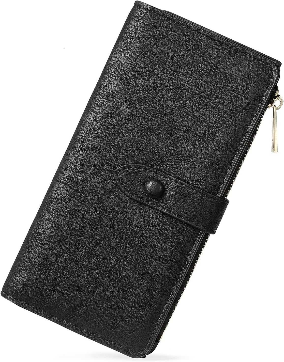 Womens Leather Wallets RFID Blocking Large Capacity Trifold Card Holder Ladies Phone Clutch BrownZ250910