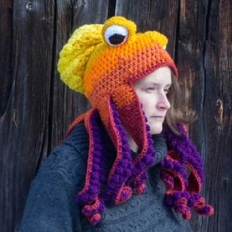 Octopus Adult Tentacle Hat Handwoven Knitted Octopus Hat Christmas Halloween Costume CosplayXJ250910
