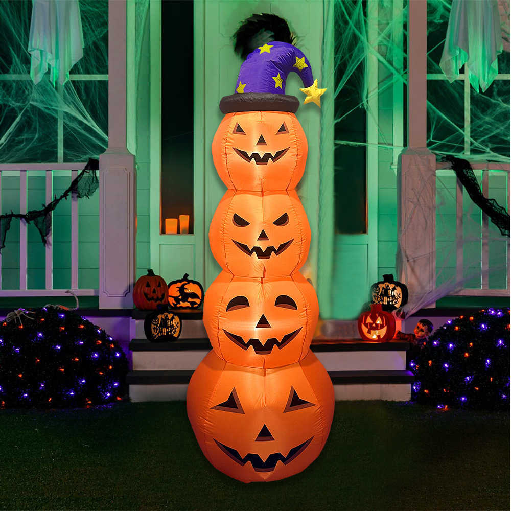 Halloween pumpkin inflatable 2.4 meters pumpkin string ghost Halloween decoration ghost festival inflatable model X240910