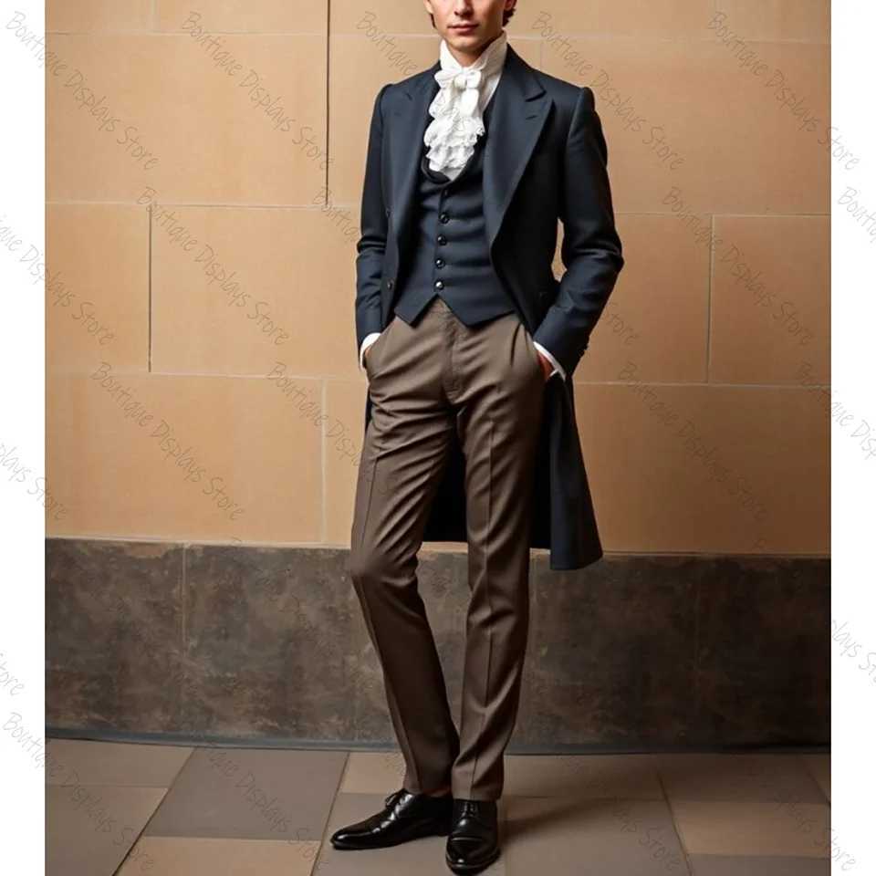 Handsome Tailcoat Men Suit Singlebreasted Peak Lapel 3 PiecesJacketPantsVest Male Formal Wedding Party Set W250910