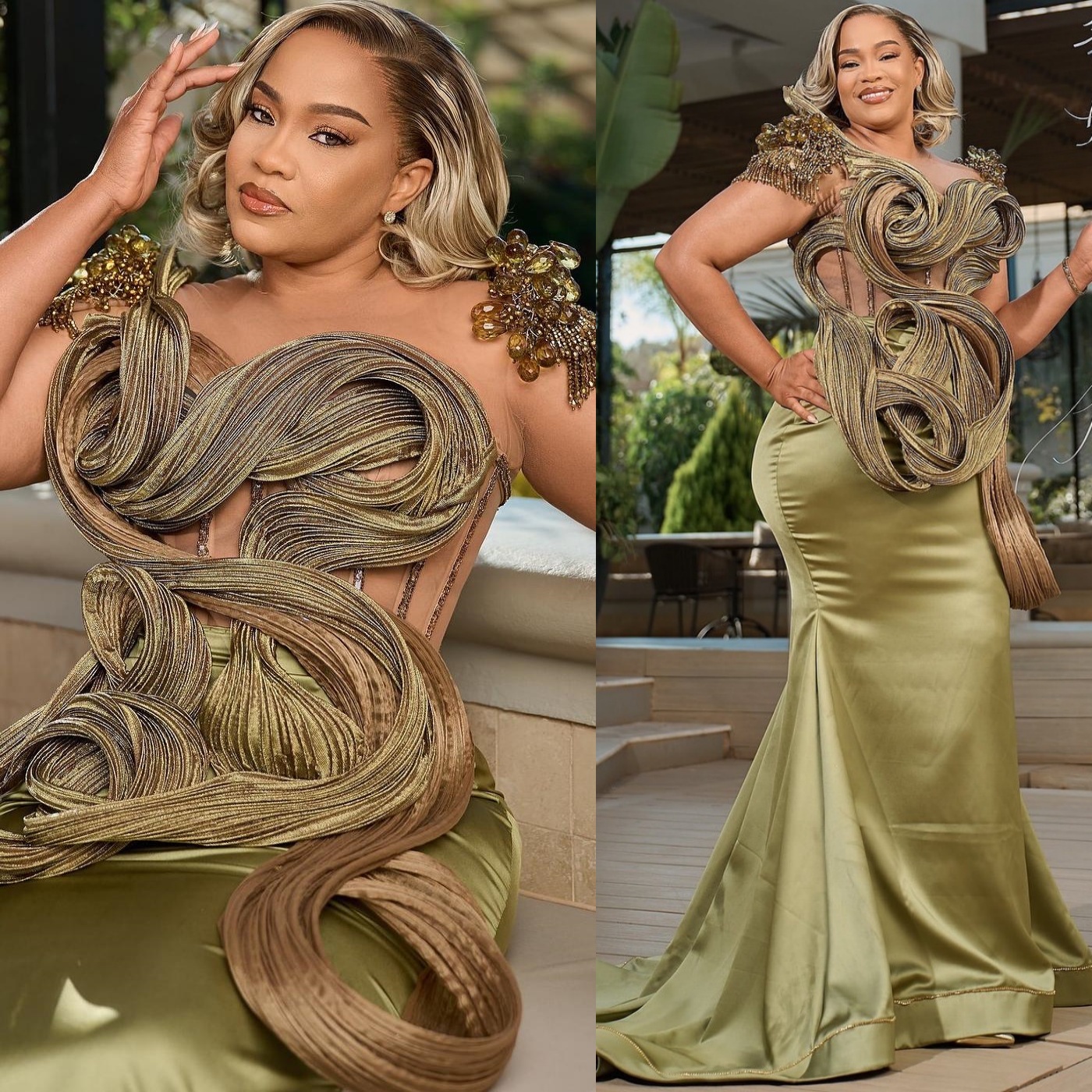 Olive Green Mermaid Prom Dresses 2025 Rhinestones Beaded Satin Evening Formal Party Second Birthday Engagement Gowns Plus Size Dress For Special Occas