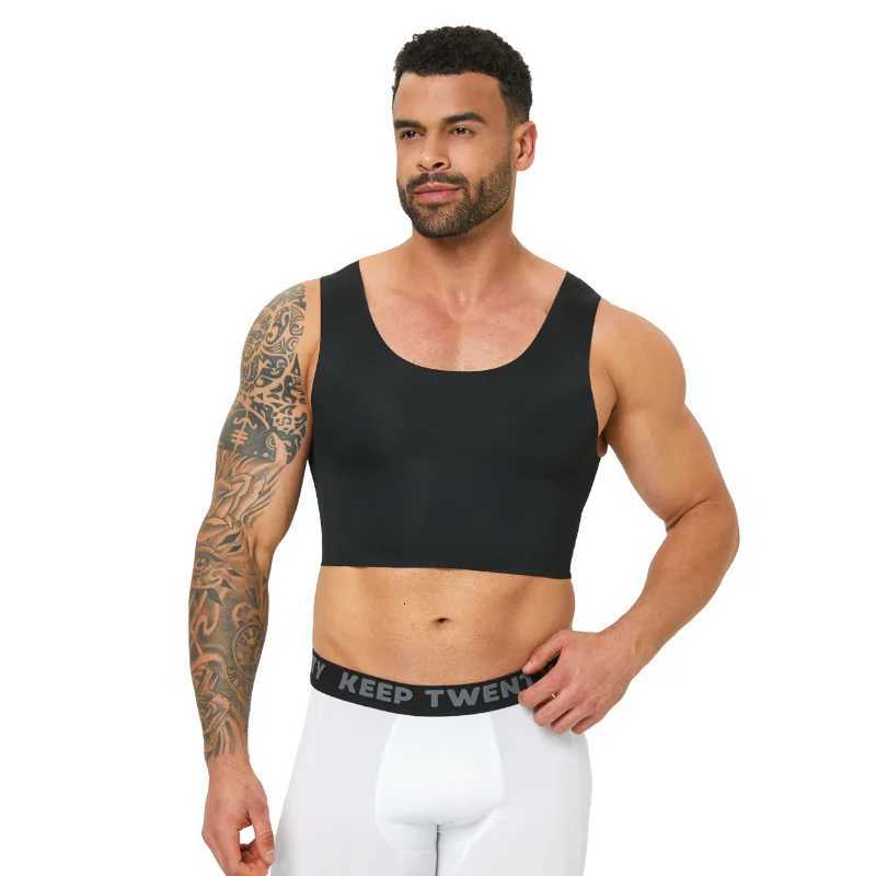 Mens seamless shaping short vest sleeveless slim fit underwear high elasticity breathable comfortable vest W250910