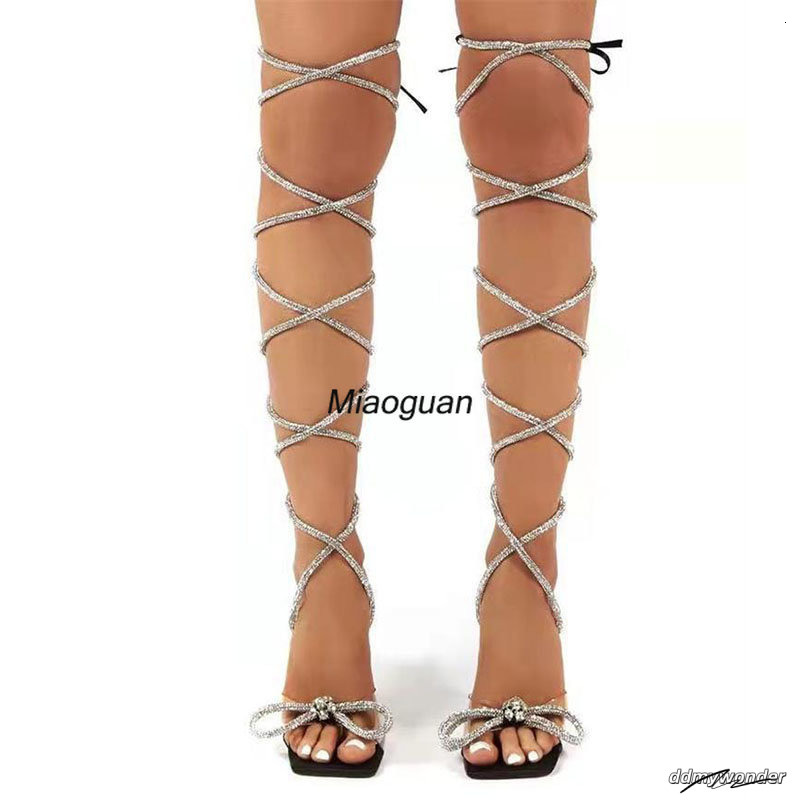 Fashion Womens Crystal Bow Strappy Thigh Boots Sexy Ladies Summer Over The Knee Sandals High Heels Party Strip Shoes Woman ddmywonder ddmywonder